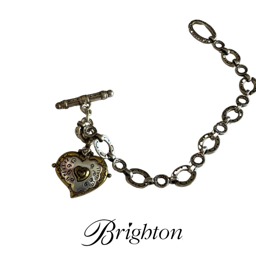Brighton Live Life from the Heart Silver Plated Bracelet with Gold Tones